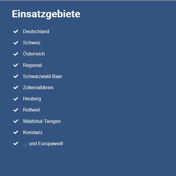 Einsatzgebiete in  Zimmern (Rottweil)