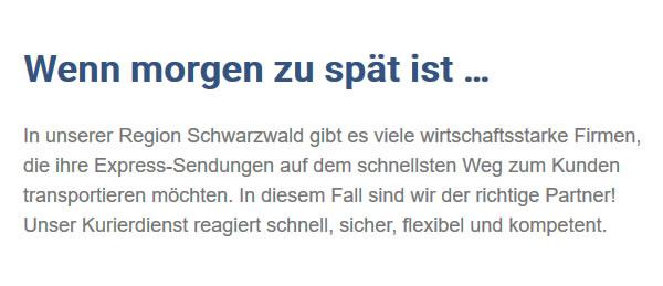 Express Sendungen für 78658 Zimmern (Rottweil)