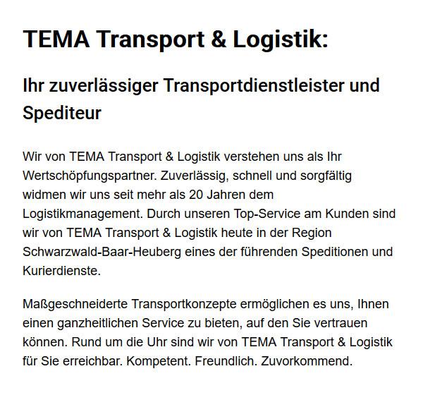 Transporte & Kurierservice in 78658 Zimmern (Rottweil)